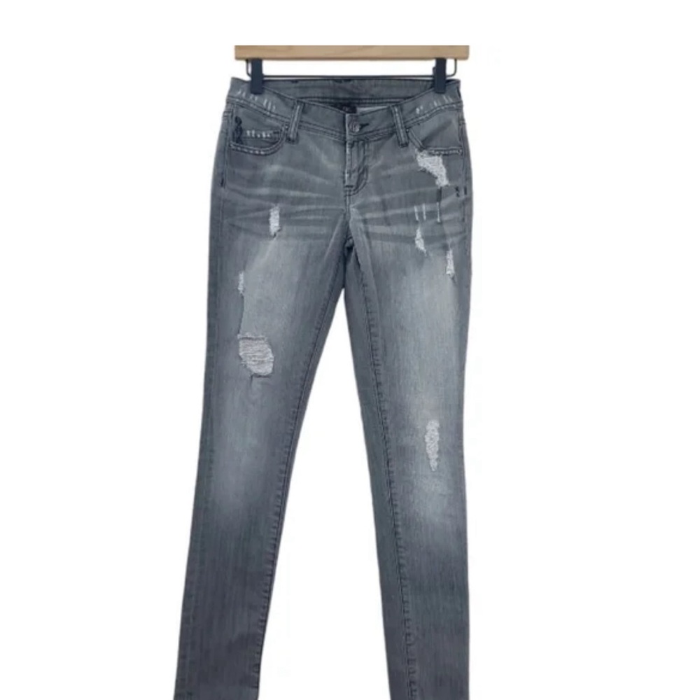 Gray distressed genetic denim the Shane skinny jeans, size 27 (4)